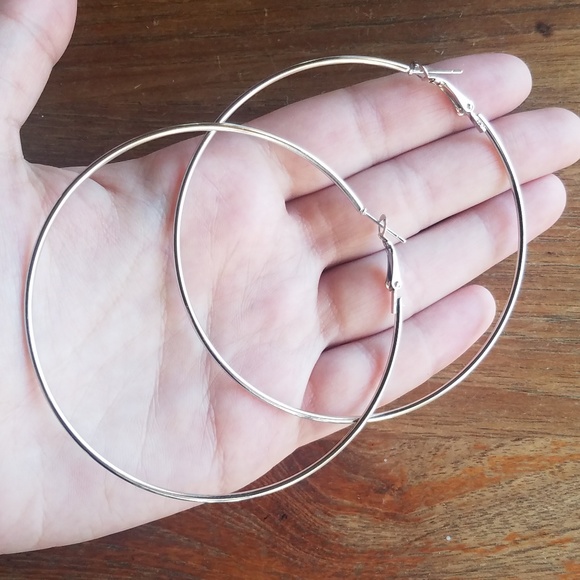 Jewelry - NWOT Large Silver Hoop Earrings